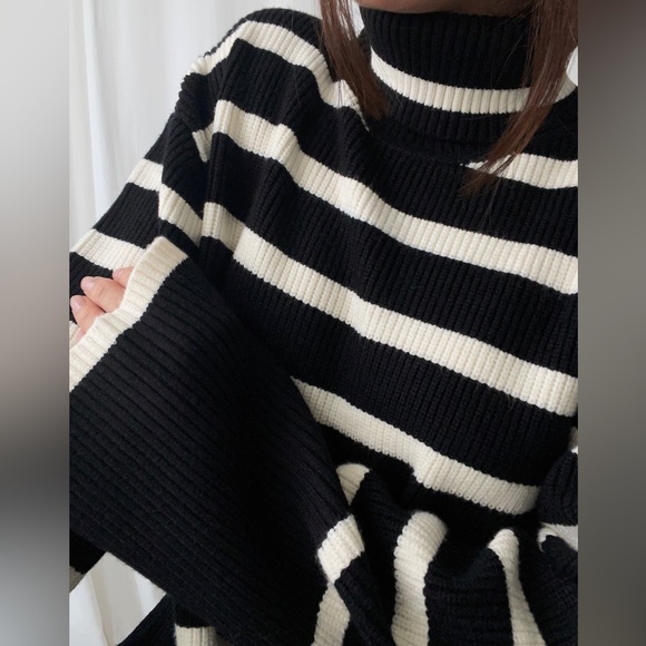 SYLVIE STRIPED SWEATER — In Black - Picture 7 of 9